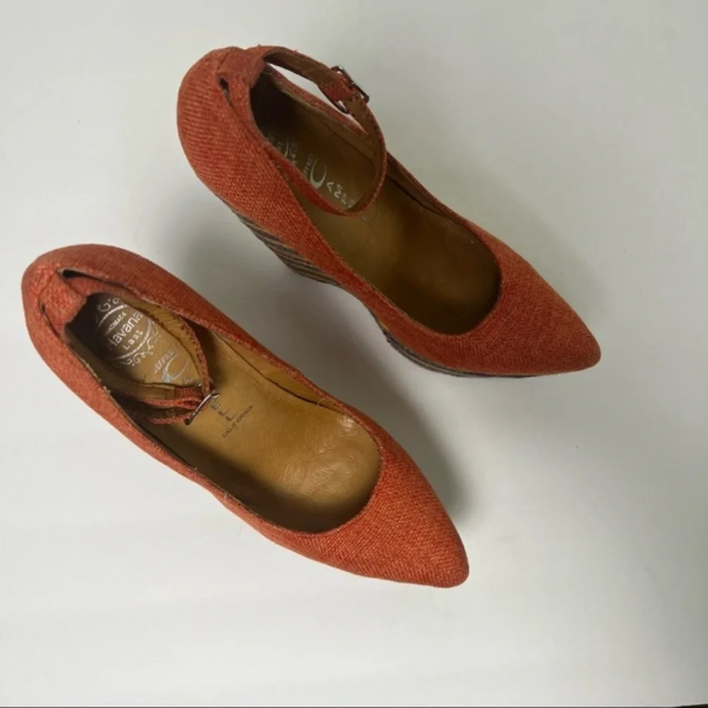Jeffrey Campbell Orange Multicolor Wedges Weave Pizan Fab Platforms